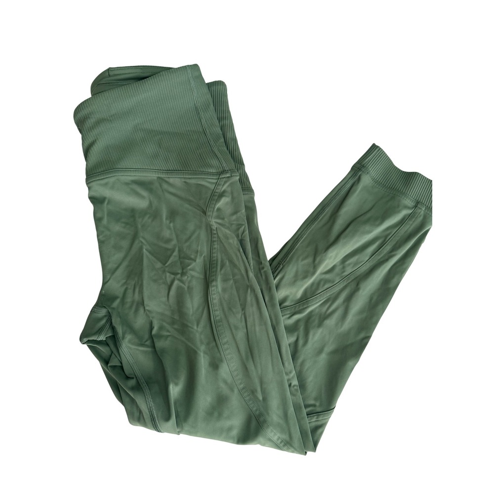Lululemon Women Align Leggings Green Ribbed Waistband 8